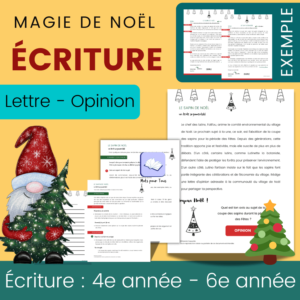 Écriture Noël Lettre Opinion - 3e cycle
